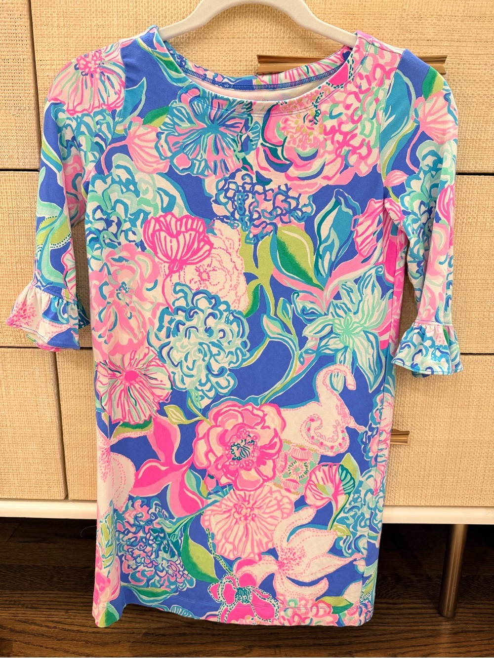 Lilly Pulitzer Peony for Your Thoughts Ruffle-Sleeve Dress Size Large 8/10